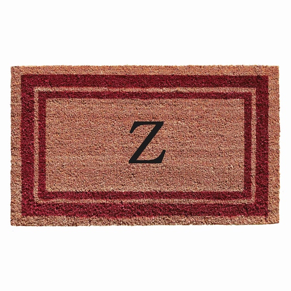 Calloway Mills Monogram Door Mat, Natural, Burgundy, 18 in W x 30 in L 152991830Z - main